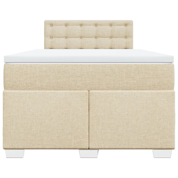 vidaXL Boxspringbett mit Matratze Creme 120x190 cm Stoff