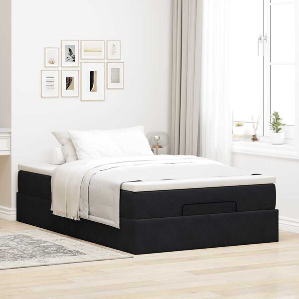 vidaXL Ottoman-Bett mit Matratze Schwarz 120x190 cm Samt