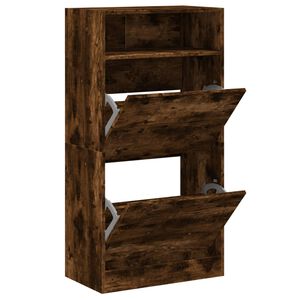 vidaXL Schuhschrank R&auml;uchereiche 60x34x116 cm Holzwerkstoff