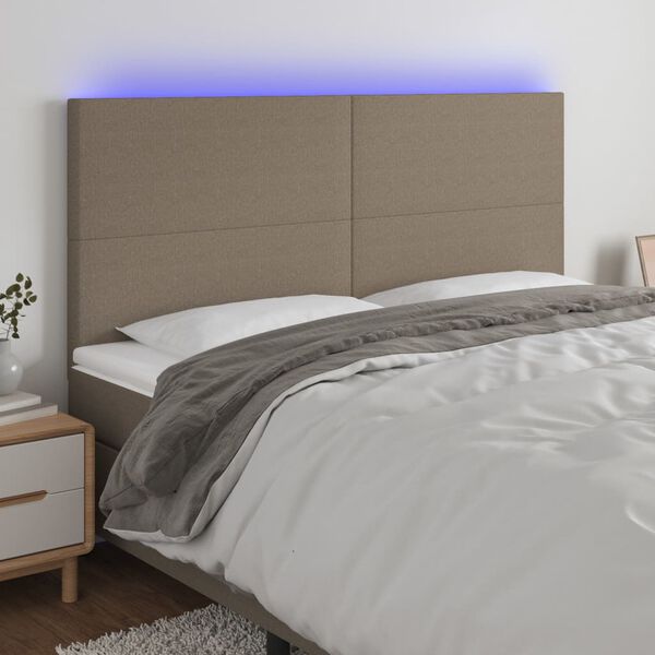 vidaXL LED Kopfteil Taupe 180x5x118/128 cm Stoff