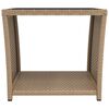 vidaXL Beistelltisch mit Glasplatte Beige Poly Rattan & Hartglas