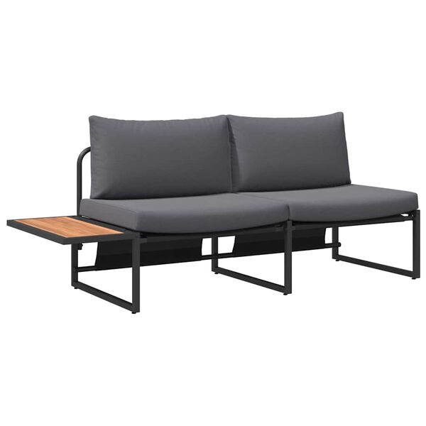 vidaXL Gartensofa mit Kissen Braun 200.5 x 70 x 85.5 cm Metall