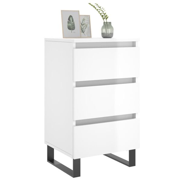 vidaXL Nachttische 2 Stk. Hochglanz-Weiß 40x35x69 cm Holzwerkstoff