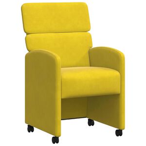 vidaXL Esszimmerst&uuml;hle mit Rollen 2 stk. Samt Gelb 58 x 65 x 98 cm