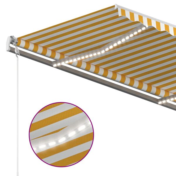 vidaXL Markise Manuell Einziehbar mit LED 3x2,5 m Gelb und Wei&szlig;