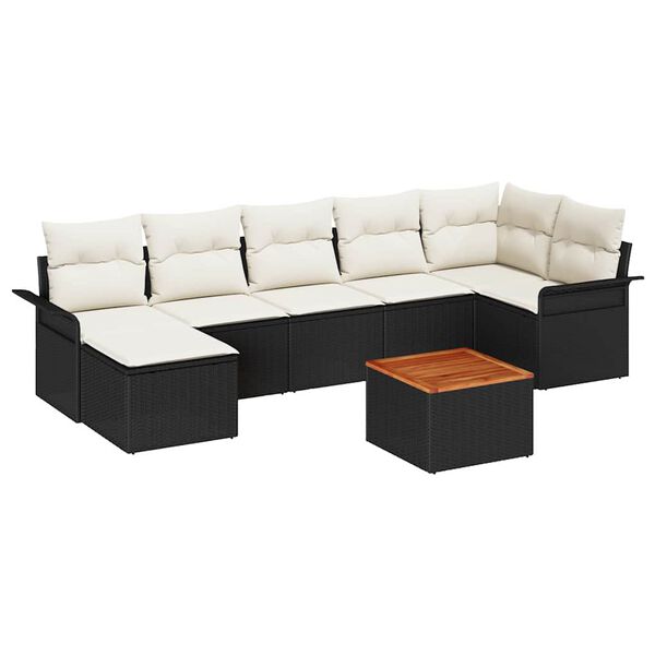 vidaXL Gartensofa-set mit Kissen 8 pcs Schwarz Poly-Rattan