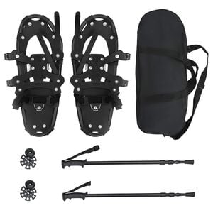 vidaXL 3 in 1 Schneeschuhe mit Wanderst&ouml;cken Schwarz 53 x 21 cm
