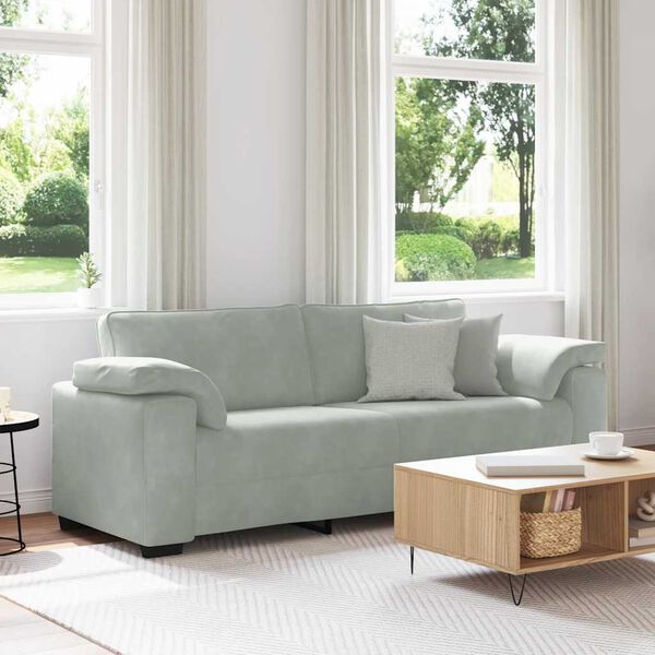 vidaXL 3-Sitzer-Sofa Hellgrau 220x77x82 cm Samt