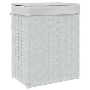 vidaXL W&auml;schekorb mit Deckel Wei&szlig; 46x33x60 cm Poly Rattan