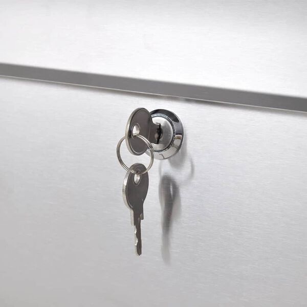 Doppelter Briefkasten aus Edelstahl mit St&auml;nder