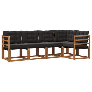 vidaXL Outdoor-Sofagarnitur 5 stk. Nat&uuml;rlich und Schwarz