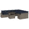 vidaXL 10-teiliges Gartensofa-Set mit Kissen, grau, Polyrattan