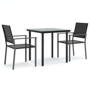vidaXL 3-tlg. Garten-Essgruppe Poly Rattan und Stahl