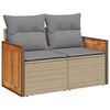vidaXL 9-tlg. Garten-Sofagarnitur mit Kissen Beige Poly Rattan Akazie