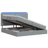 vidaXL LED-Speicherbett mit Matratze Hellgrau 200 x 200 cm Stoff