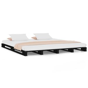 vidaXL Palettenbett Schwarz 120x190 cm Massivholz Kiefer