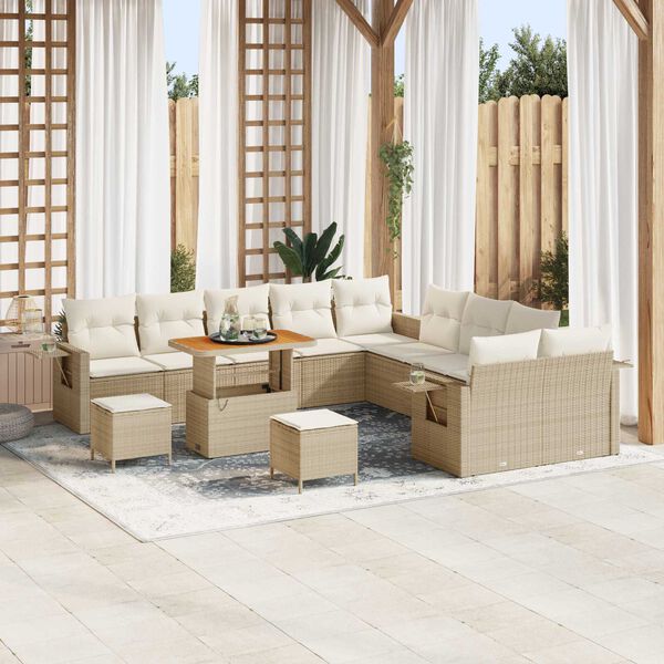 vidaXL Gartensofa-set 13 pcs Beige Poly-Rattan