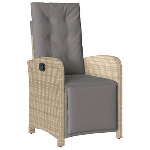 vidaXL Gartensessel mit Fu&szlig;teil Verstellbar Beigemischung Poly Rattan
