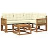 vidaXL Outdoor-Sofagarnitur mit Kissen 5 pcs Natur und Creme
