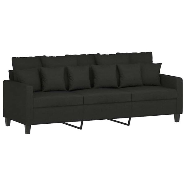 vidaXL 3-Sitzer-Sofa Schwarz 180 cm Stoff