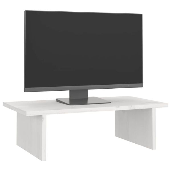 vidaXL Monitorst&auml;nder Wei&szlig; 50x27x15 cm Massivholz Kiefer