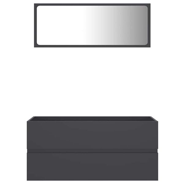 vidaXL 2-tlg. Badm&ouml;bel-Set Grau Holzwerkstoff