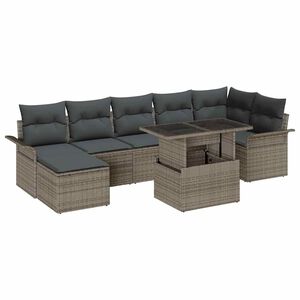 vidaXL Sofa Set mit Kissen 8 pcs Grau Poly-Rattan