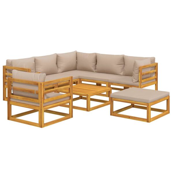 vidaXL 8-tlg. Garten-Lounge-Set mit Taupe Kissen Massivholz