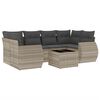 vidaXL 7-tlg. Garten-Sofagarnitur mit Kissen Hellgrau Poly Rattan