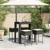 vidaXL 5-tlg. Gartenbar-Set mit Kissen Schwarz Poly Rattan
