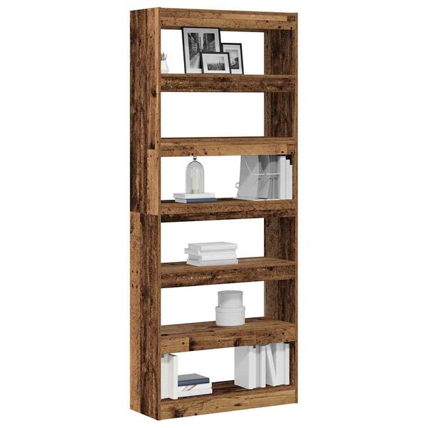 vidaXL B&uuml;cherregal mit Regal Altholz 80 x 30 x 198 cm Holzwerkstoff