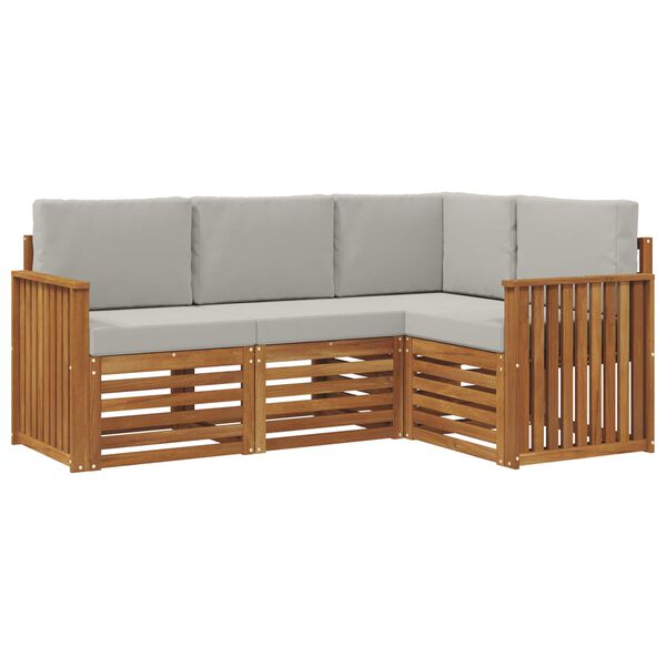 vidaXL Sofagarnituren 4 pcs Nat&uuml;rlich und Hellgrau Massivholz Akazie
