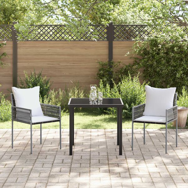 vidaXL Garten Essgruppe 3 pcs Braun und Schwarz PE-Rattan