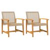 vidaXL Gartenst&uuml;hle 2 Stk. Beige Poly Rattan und Akazienholz