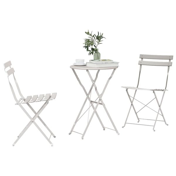 vidaXL Klapp Bistro Set 3 pcs Beige Stahl