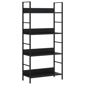 vidaXL B&uuml;cherregal 4 Regalb&ouml;den Schwarz 60&times;27,6&times;124,5 cm Holzwerkstoff