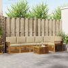 vidaXL Ecksofa Set mit Kissen 7 pcs Natur und Beige Massivholz Akazie