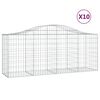 vidaXL Gabionen mit Hochbogen 10 Stk. 200x50x80/100cm Verzinktes Eisen