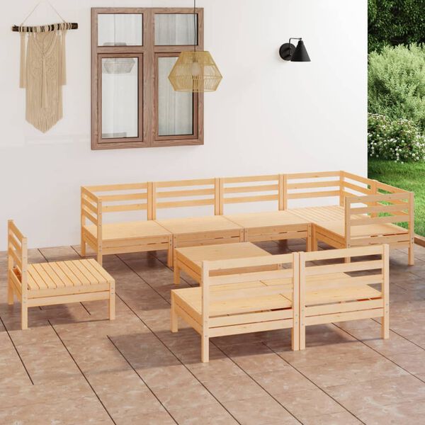 vidaXL 9-tlg. Garten-Lounge-Set Massivholz Kiefer