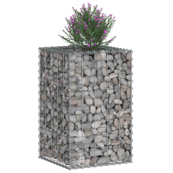 vidaXL Gabionen Hochbeet Silber 50 x 50 x 80 cm Verzinkter Stahl