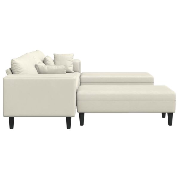 vidaXL Samt Sofa mit Kissen 3 pcs Creme 208 cm Samt