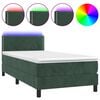 vidaXL Boxspringbett mit Matratze & LED Dunkelgr&uuml;n 90x190 cm Samt