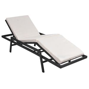 vidaXL Sonnenliege mit Auflage Poly Rattan Schwarz