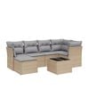 vidaXL 7-tlg. Garten-Sofagarnitur mit Kissen Beige Poly Rattan