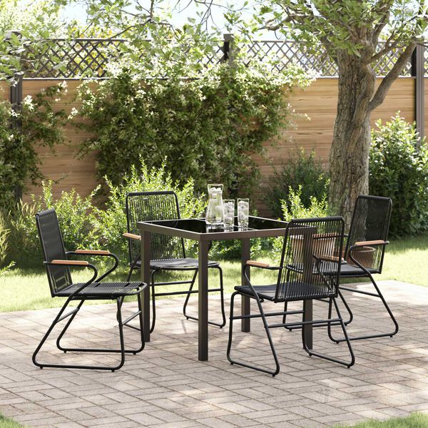 vidaXL Garten Essgruppe 5 pcs Schwarz Pulverbeschichteter Stahl