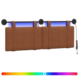 vidaXL H&auml;ngendes Kopfteil Mit LED Licht Braun Antikes PU