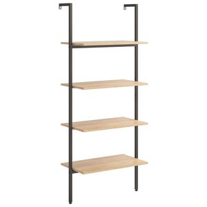 vidaXL Leiterregal mit 4 B&ouml;den Hellbraun und Schwarz 64x35x152,5 cm