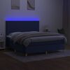 vidaXL Boxspringbett mit Matratze & LED Blau 180x200 cm Stoff