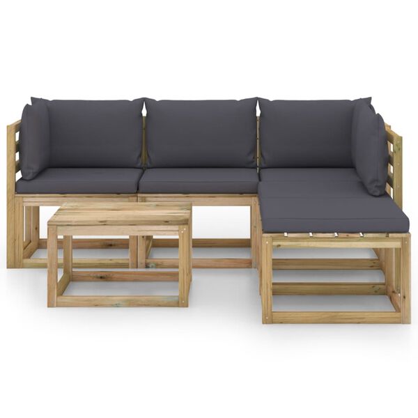 vidaXL 6-tlg. Garten-Lounge-Set mit Anthrazit Kissen