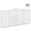 vidaXL Gabionen mit Hochbogen 2 Stk. 400x30x180/200cm Verzinktes Eisen